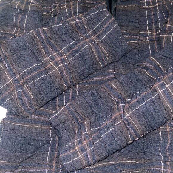 Zara woman dark blue wool ruched plaid jacket size Small - Picture 13 of 15